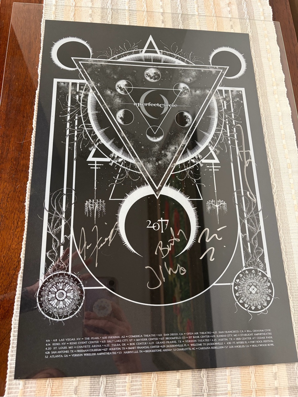 A Perfect Circle 2017 tour VIP Autographed concert poster